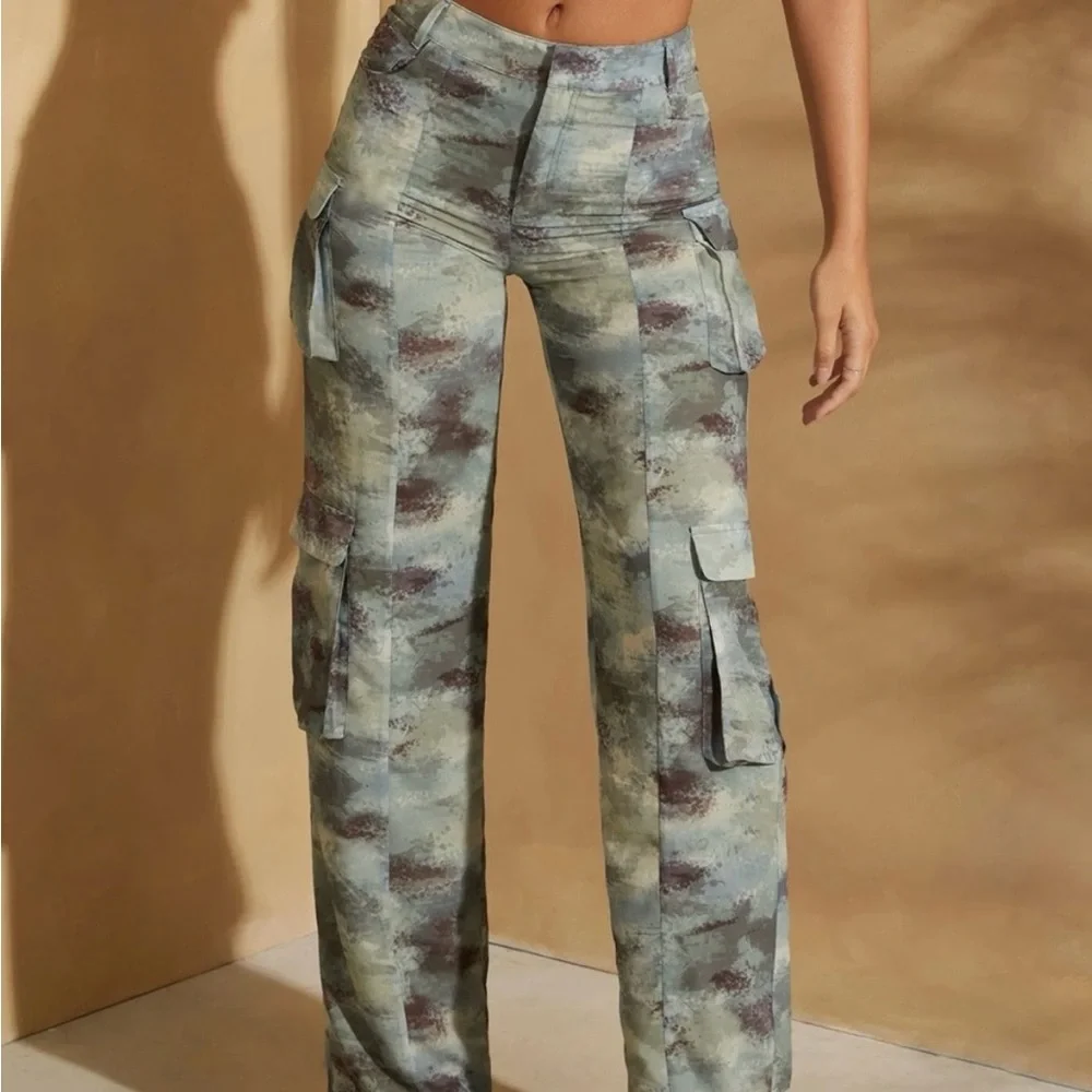 Oh Polly Tall High Waist Camo Cargo Trousers - Picture 1 of 3